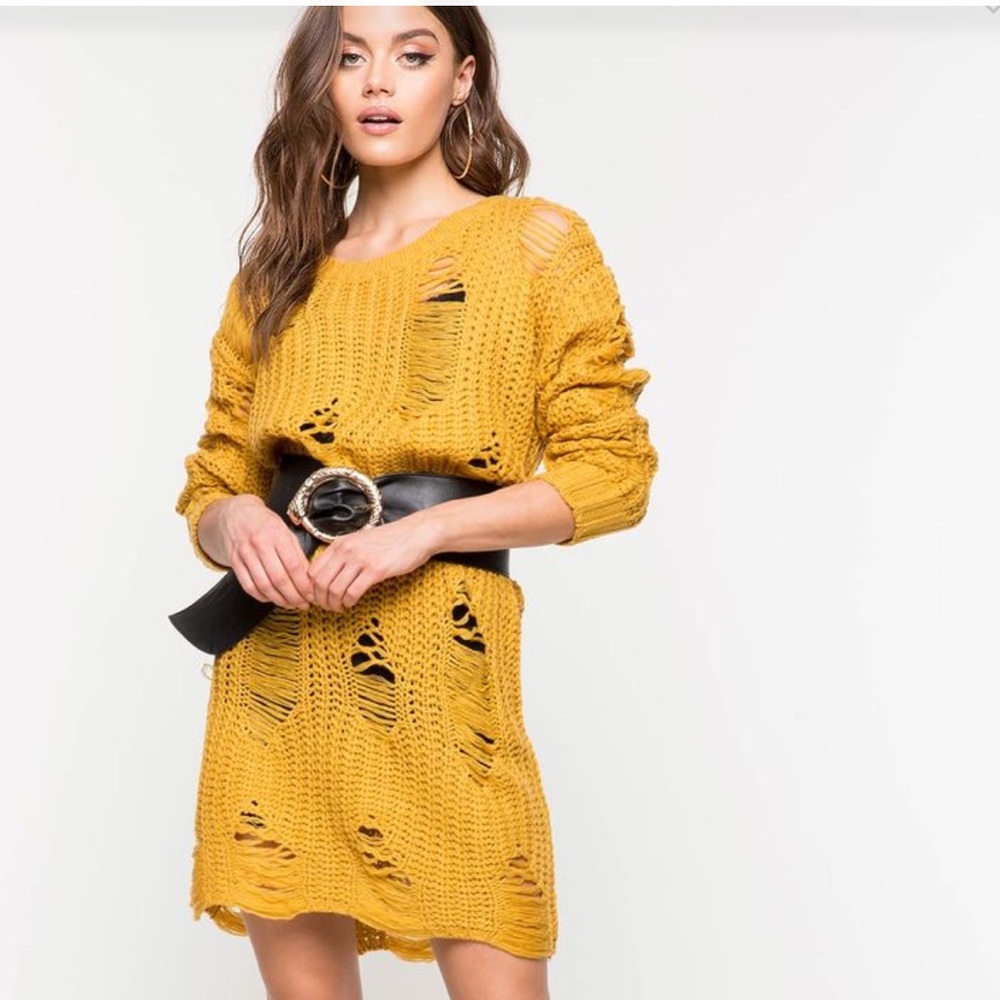 Distressed Sweater Dress